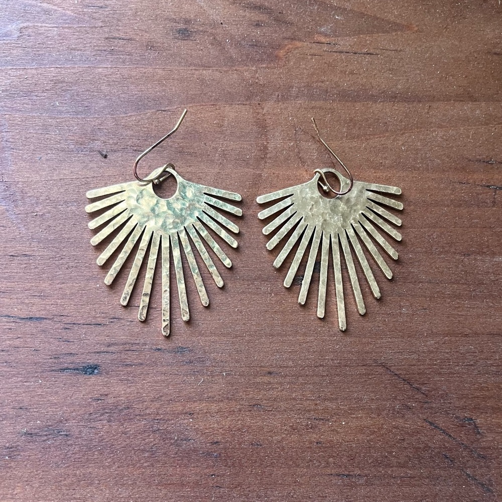 Gold Fan-Shaped Earrings